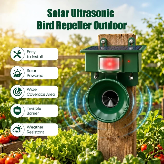 Alt view image 5 of 7 - 2026 Weatherproof Outdoor Solar Ultrasonic Bird Repellent Device (1-Pack)