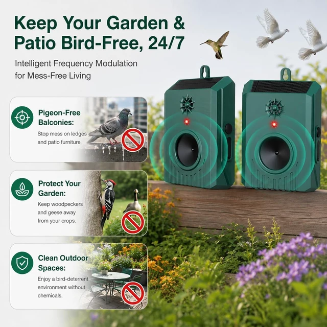 Alt view image 2 of 7 - Solar Ultrasonic Bird Repellent for Geese, Outdoor, 2 Pack