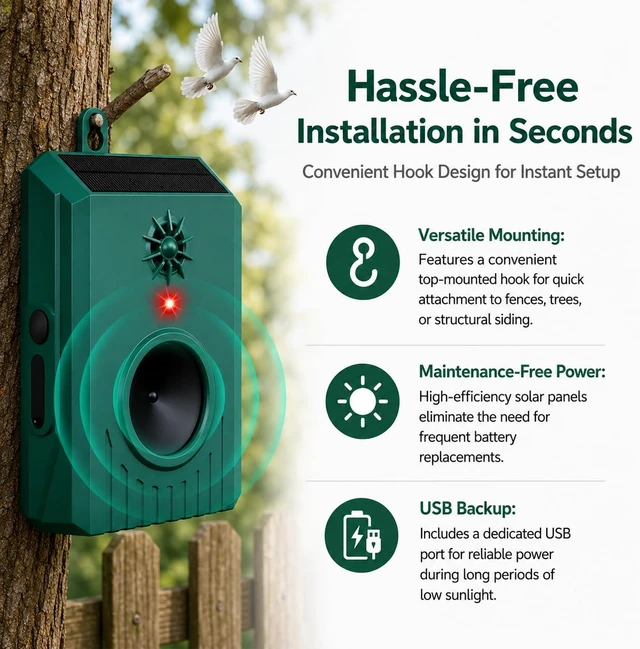 Alt view image 4 of 7 - Solar Ultrasonic Bird Repellent for Geese, Outdoor, 2 Pack