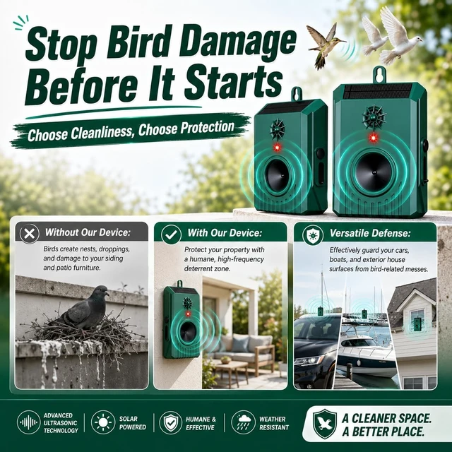 Alt view image 6 of 7 - Solar Ultrasonic Bird Repellent for Geese, Outdoor, 2 Pack