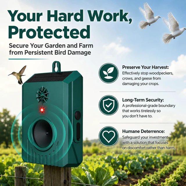 Alt view image 7 of 7 - Solar Ultrasonic Bird Repellent for Geese, Outdoor, 2 Pack