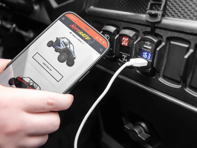 Alt view image 2 of 4 - 12V USB Outlet Charger with Voltmeter for UTV/ATV
