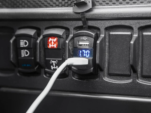 Alt view image 4 of 4 - 12V USB Outlet Charger with Voltmeter for UTV/ATV