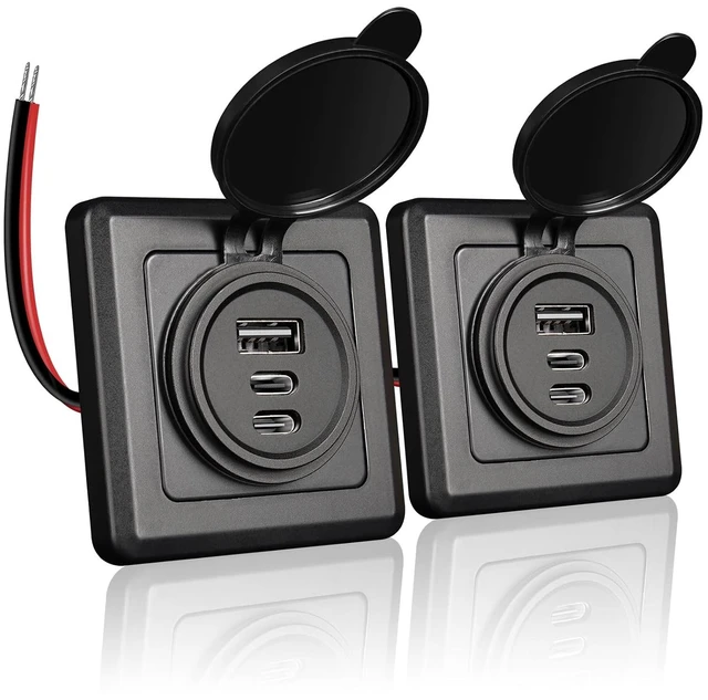 Main image of 3-Port RV USB Wall Outlet, Dual USB-C & USB-A 12V Fast Charging