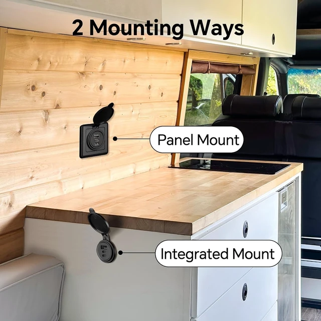 Alt view image 7 of 7 - 3-Port RV USB Wall Outlet, Dual USB-C & USB-A 12V Fast Charging