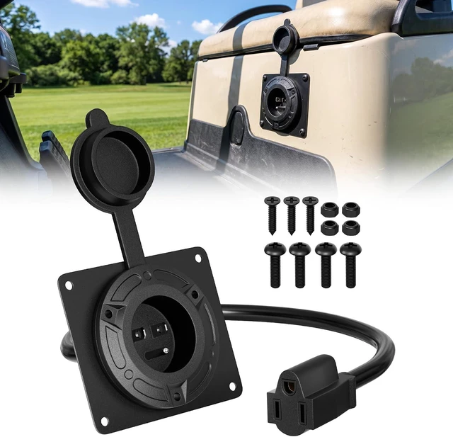 Main image of 120V Golf Cart Charging Port Adapter, Waterproof Charger Port Cover Plate for EZGO TXT36 Lithium Battery Chargers