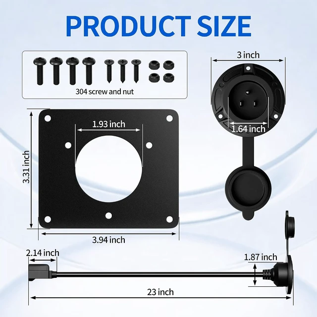 Alt view image 2 of 6 - 120V Golf Cart Charging Port Adapter, Waterproof Charger Port Cover Plate for EZGO TXT36 Lithium Battery Chargers