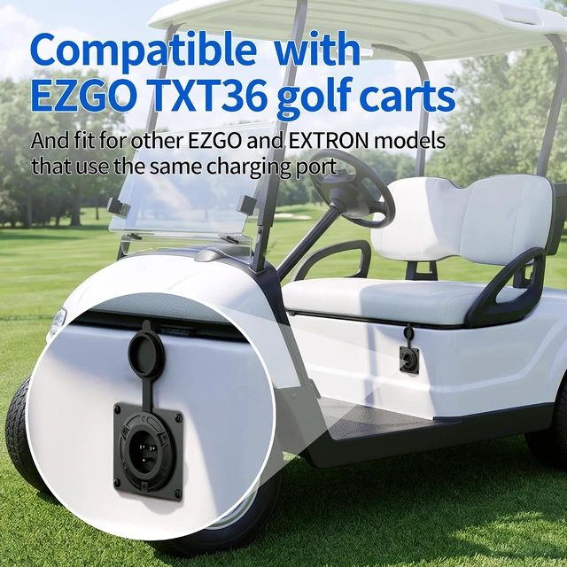 Alt view image 3 of 6 - 120V Golf Cart Charging Port Adapter, Waterproof Charger Port Cover Plate for EZGO TXT36 Lithium Battery Chargers
