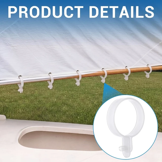 Alt view image 4 of 6 - Plastic Sail Rings Clips for Small Sailboats & Dinghies, 40 Pack