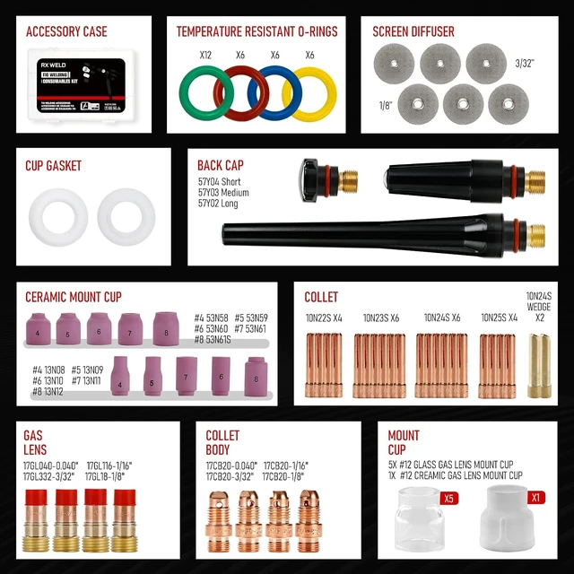 Alt view image 3 of 6 - TIG Welding Torch Accessories Kit, 87PCS