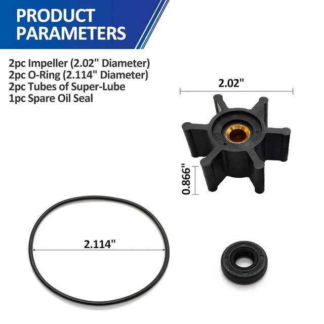 Alt view image 2 of 4 - 2 Pack Replacement Kit: Impeller, O-Ring & Oil Seal