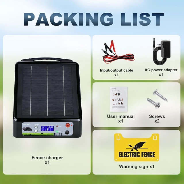 Alt view image 7 of 7 - 6-12KV Adjustable Solar Electric Fence Charger, 20 Miles Range, Max 2J Pulse, LED