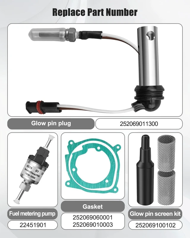 Alt view image 6 of 6 - 12V Heater Glow Plug Repair Kit & Fuel Metering Pump Heater 22451901