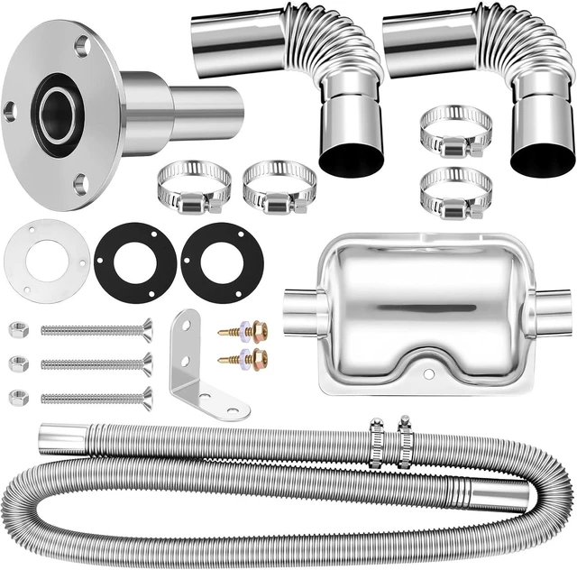 Main image of 25mm x 150cm Stainless Steel Diesel Heater Exhaust Pipe & Silencer