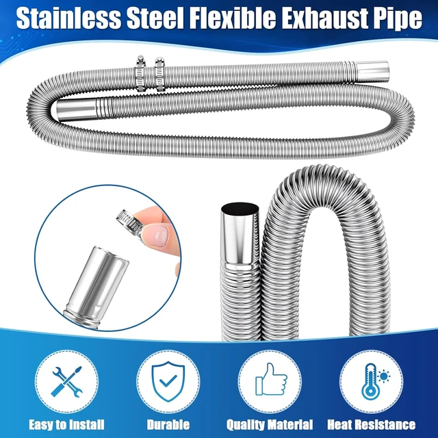 Alt view image 3 of 7 - 25mm x 150cm Stainless Steel Diesel Heater Exhaust Pipe & Silencer