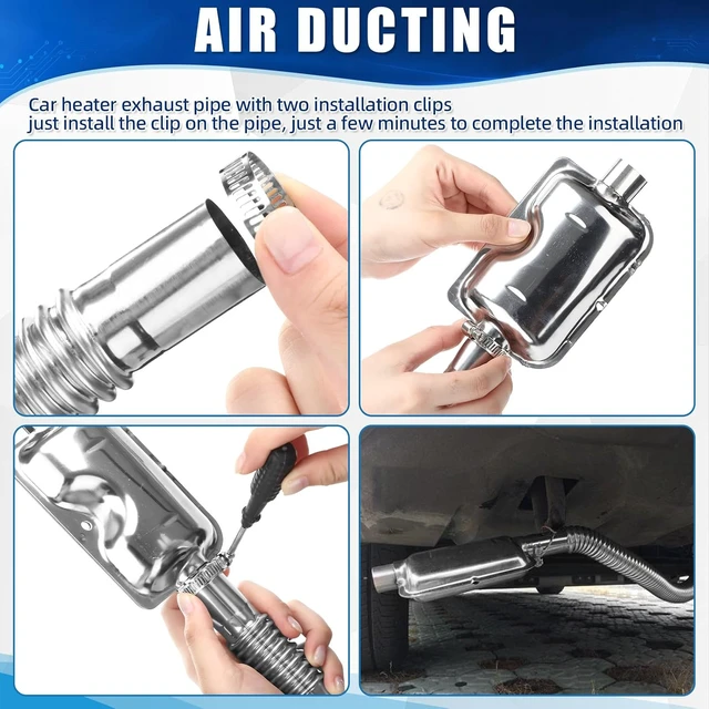 Alt view image 6 of 7 - 25mm x 150cm Stainless Steel Diesel Heater Exhaust Pipe & Silencer