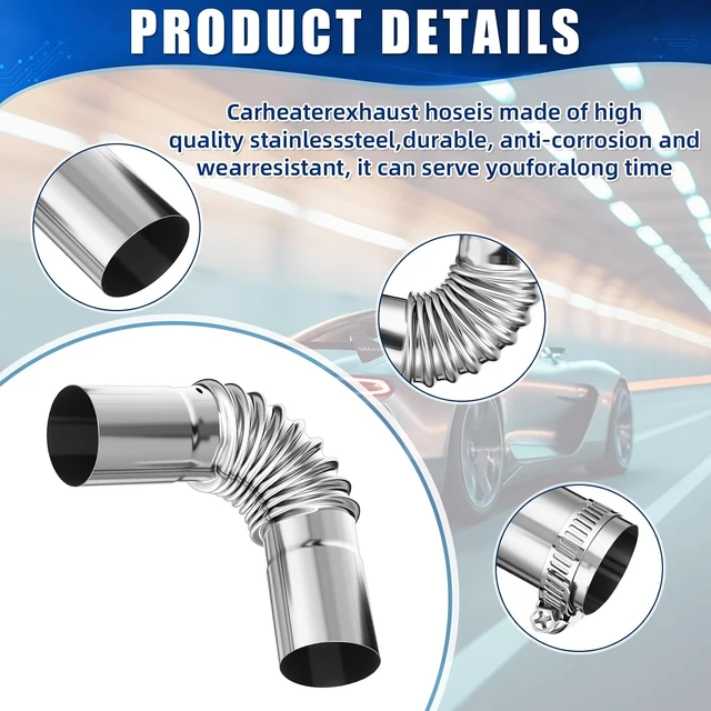 Alt view image 5 of 7 - 25mm x 150cm Stainless Steel Diesel Heater Exhaust Pipe & Silencer