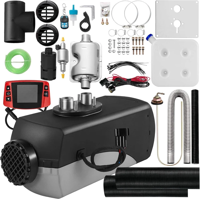 Main image of 8KW 12V Diesel Parking Air Heater with 15L Tank, Muffler, LCD Thermostat Monitor & Remote Control for Bus, Boat & Motorhome