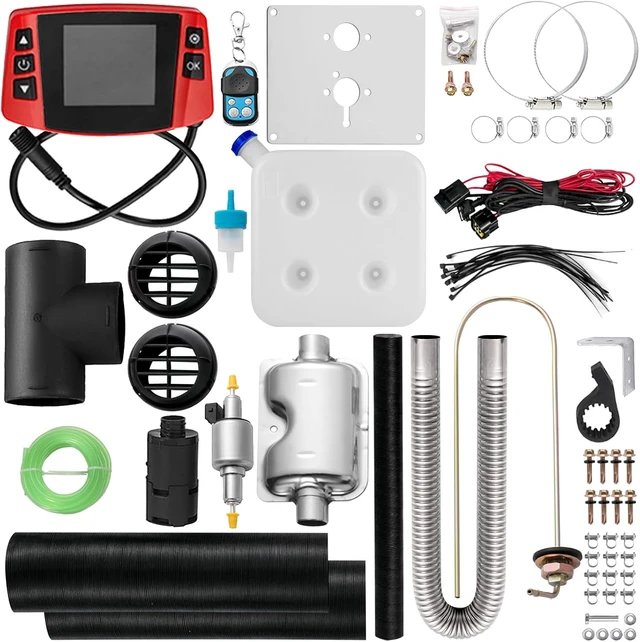 Alt view image 3 of 7 - 8KW 12V Diesel Parking Air Heater with 15L Tank, Muffler, LCD Thermostat Monitor & Remote Control for Bus, Boat & Motorhome