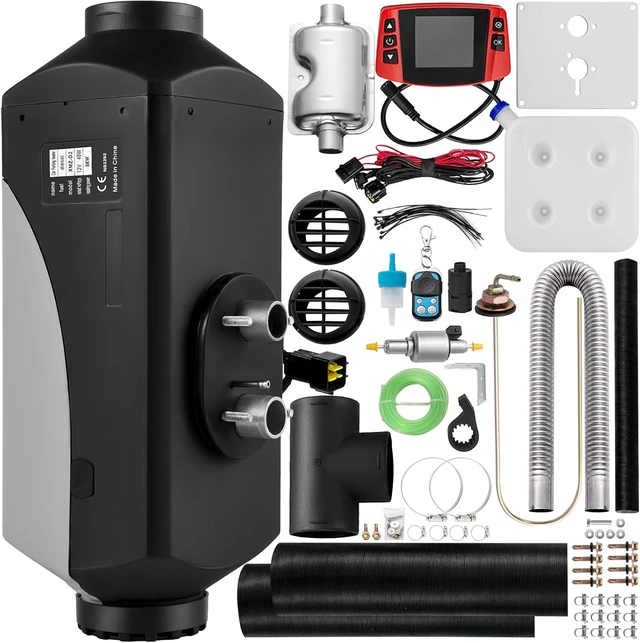 Alt view image 4 of 7 - 8KW 12V Diesel Parking Air Heater with 15L Tank, Muffler, LCD Thermostat Monitor & Remote Control for Bus, Boat & Motorhome