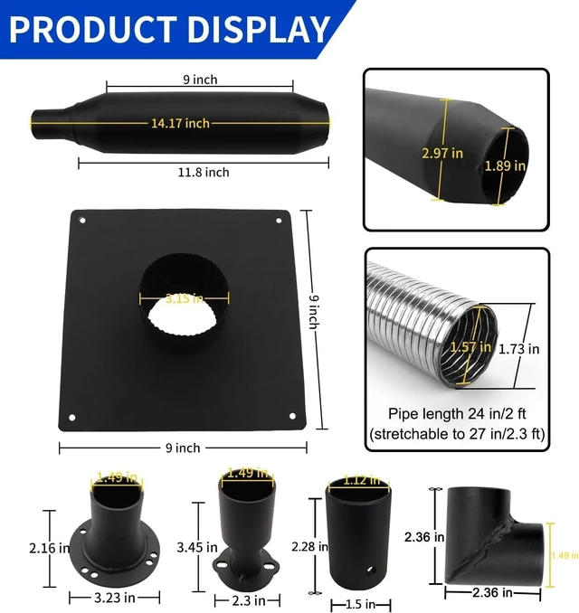 Alt view image 6 of 6 - 2026 Upgraded Generator Exhaust Extension Silencer Kit, Insulated Through-Wall Mount Plate, 52% Noise Reduction, Compatible with Firman H07552/Wh03242/T07571/3 & Honda Eu6500/7000is