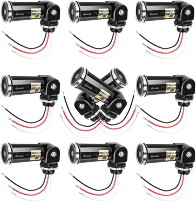 Main image of 10 Pack Dusk to Dawn Photocell Day/Night Sensor, 110V/120V/220V/240V Input, UL Listed, IP65 Water-Resistant for Outdoor Lights (10)