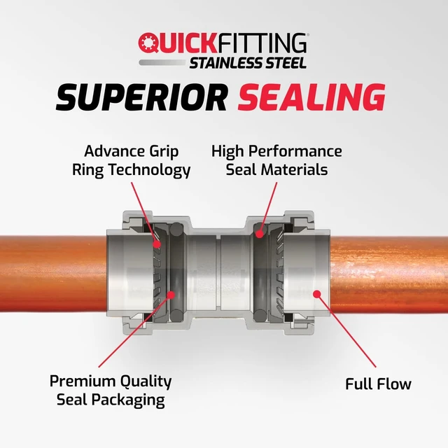 Alt view image 4 of 6 - 1/2" Stainless Steel Push-to-Connect Cap, QuickFitting, 4 Pack
