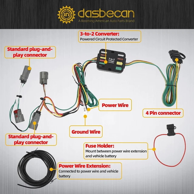 Alt view image 3 of 7 - 56462 4-Pin Trailer Wiring Harness Connector Towing Kit