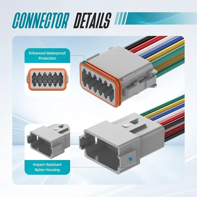 Alt view image 3 of 7 - 12-Pin DT Deutsch Connector Kit, Gray Waterproof with Solid Terminals & Sealing Plugs, 1420 AWG for Car/Truck/Motorcycle/Marine, 3 Sets