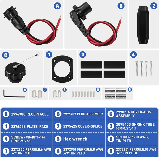 Alt view image 6 of 7 - 1865120 MKR-28 Trolling Motor Plug & Socket Connector, Waterproof 12V/24V/36V/48V for Minn Kota Freshwater & Saltwater Boats