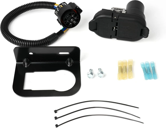 Alt view image 7 of 7 - 7-Way Trailer Tow Hitch Connector Receptacle Harness Installation Kit