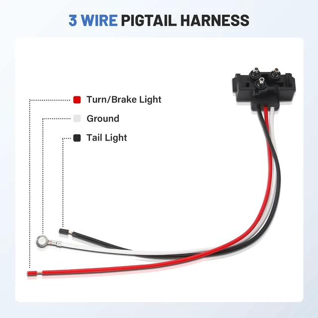 Alt view image 4 of 7 - 10PCS 3-Prong Right Angle Pigtail Connector, 3-Wire 20AWG for Truck Stop/Turn/Tail/Brake/Backup Lights, Fits 4" Round & 6" Oval (Pack of 2)