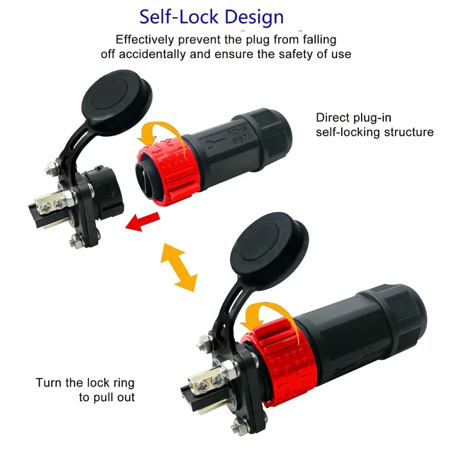 Alt view image 4 of 7 - 50 Amp Trolling Motor Plug & Receptacle Set, 12/24/36/48 Volt Marine Power Connector, Red, 2 Pack