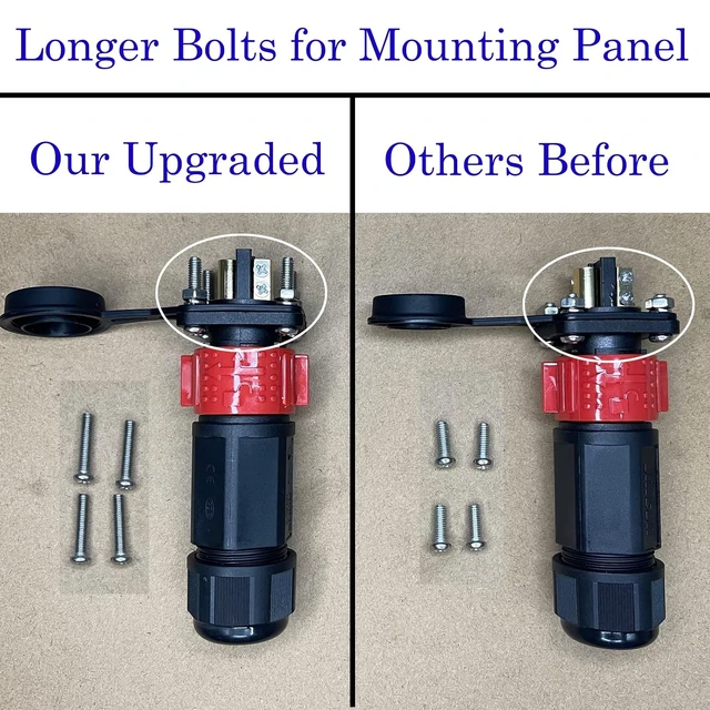 Alt view image 6 of 7 - 50 Amp Trolling Motor Plug & Receptacle Set, 12/24/36/48 Volt Marine Power Connector, Red, 2 Pack