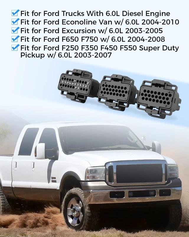 Alt view image 2 of 6 - FICM Fuel Injection Control Module Connector Wiring Harness Plug for Ford Excursion F250-F750 6.0L Powerstroke, Replaces 1456315-2/1456315-6/1437287-6/AP0018/AP0019/AP0020