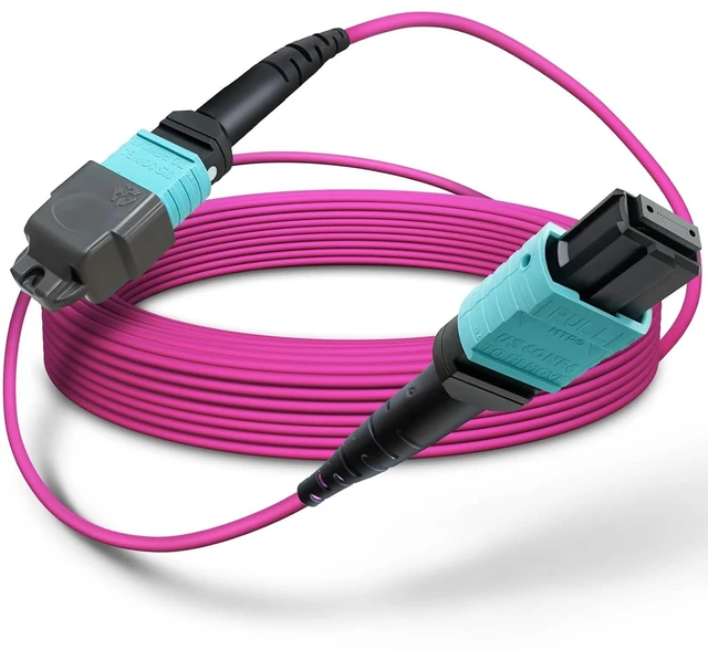 Main image of 25ft OFNP MTP/MPO 12-Strand Female Fiber Cable, MTP to MTP OM4 Multimode, Type B Plenum Jumper