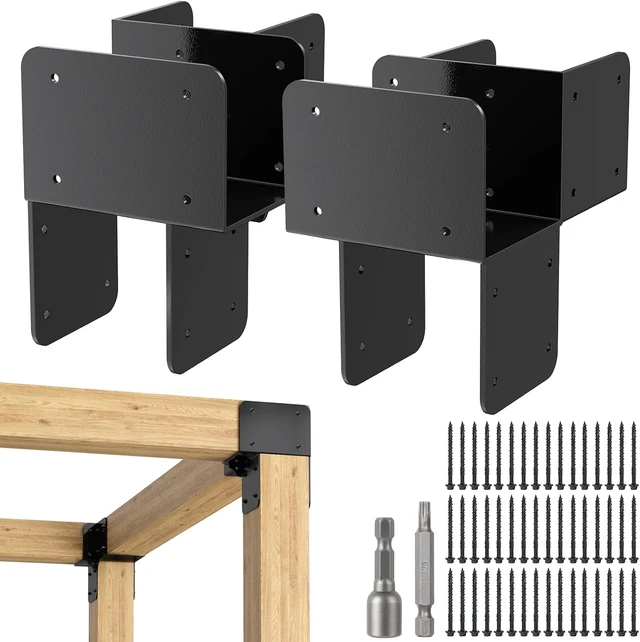 Main image of 6x6 Stainless Steel Pergola Brackets, Heavy-Duty Post Cap Tie Bracket, 2Pcs