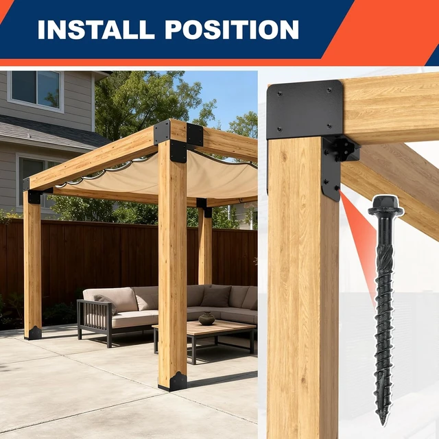 Alt view image 4 of 6 - 6x6 Stainless Steel Pergola Brackets, Heavy-Duty Post Cap Tie Bracket, 2Pcs