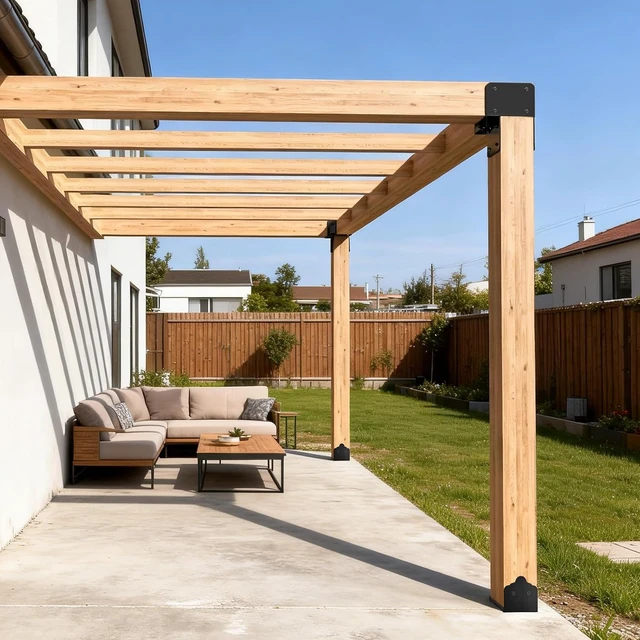 Alt view image 6 of 6 - 6x6 Stainless Steel Pergola Brackets, Heavy-Duty Post Cap Tie Bracket, 2Pcs