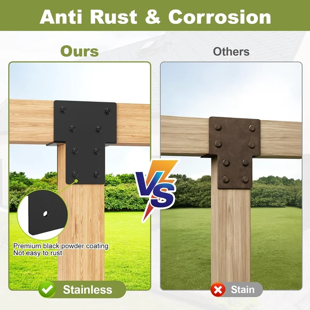 Alt view image 3 of 6 - 4x4 Post Cap Tie Brackets, Heavy-Duty Pergola Connector, 4Pcs
