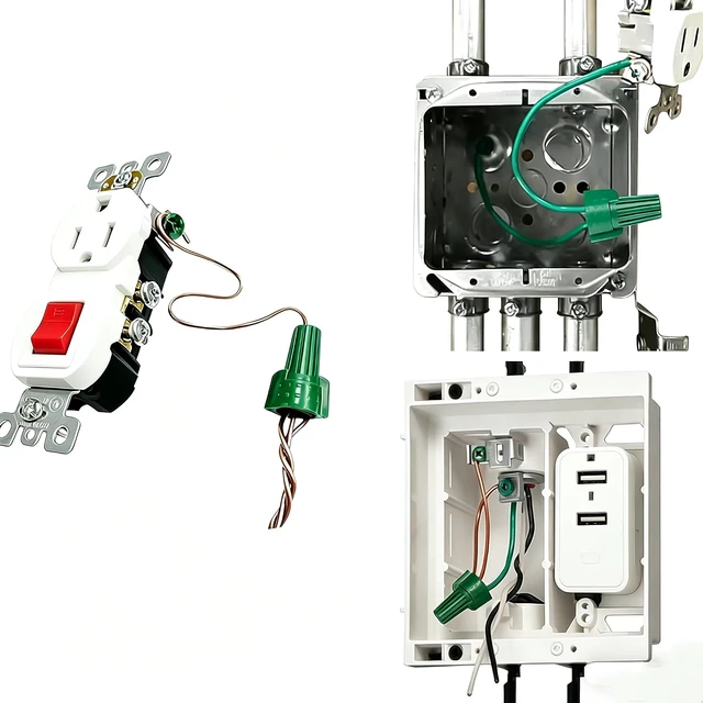 Alt view image 3 of 7 - 1000PCS Green Winged Ground Wire Nuts with Hole, 14-10 AWG Twist-On Screw-On Connectors, UL & CSA Certified for Grounding & Bonding