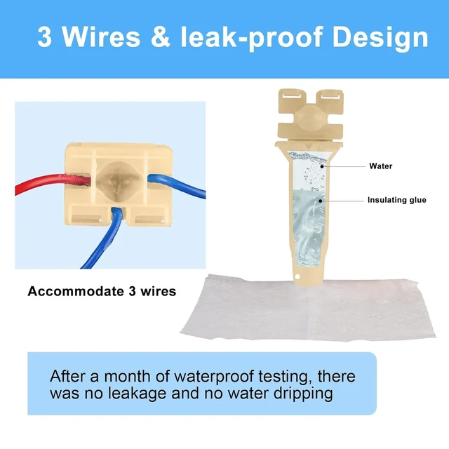 Alt view image 5 of 7 - 50 Pack Waterproof Direct Bury Wire Splice Kit, 22-10 AWG Outdoor Seal Nuts/Caps for Landscape Lighting, Irrigation & Wet Locations, Yellow