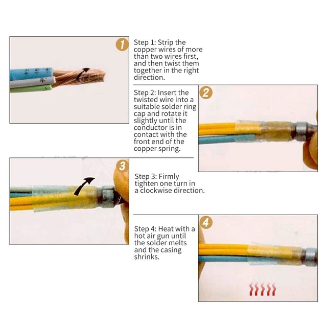 Alt view image 6 of 7 - 40pcs Waterproof Heat Shrink Solder Closed-End Wire Connector, Sealed Insulation Solder Terminal Sleeve