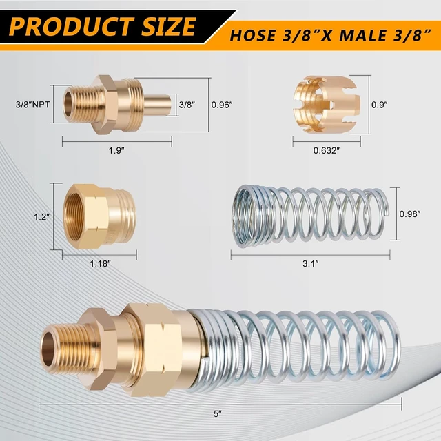 Alt view image 4 of 7 - 16PCS Brass DOT Air Brake Hose End Fitting, 3/8" Hose x 3/8" Male Connector