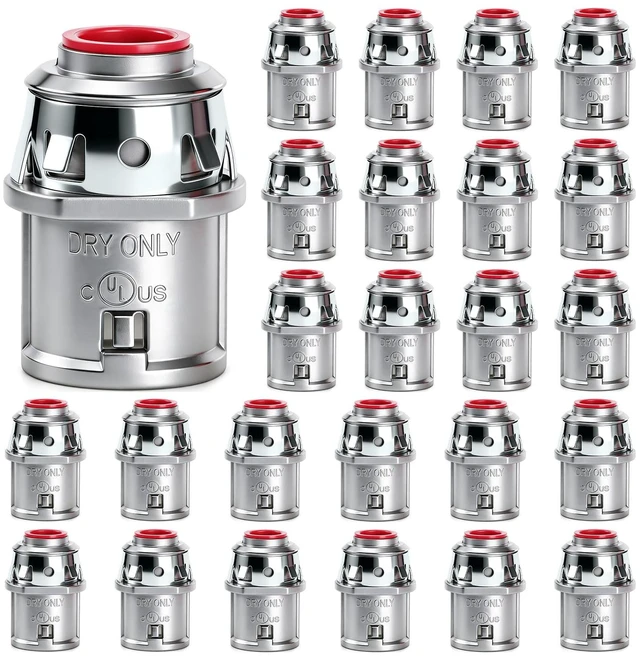 Main image of 25Pack 3/8" Snap-in Zinc Die-Cast MC Cable Connectors for Steel & Aluminum Cable, Fits 1/2" Knockout Boxes