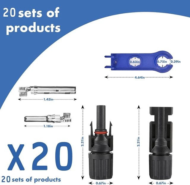 Alt view image 2 of 7 - 40 PCS MC4 Waterproof IP67 Solar Connectors, 1000V 30A (10AWG)