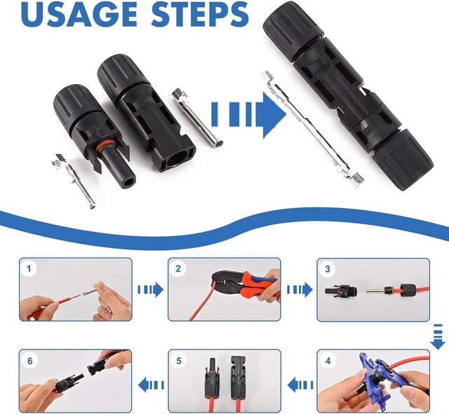 Alt view image 3 of 7 - 40 PCS MC4 Waterproof IP67 Solar Connectors, 1000V 30A (10AWG)