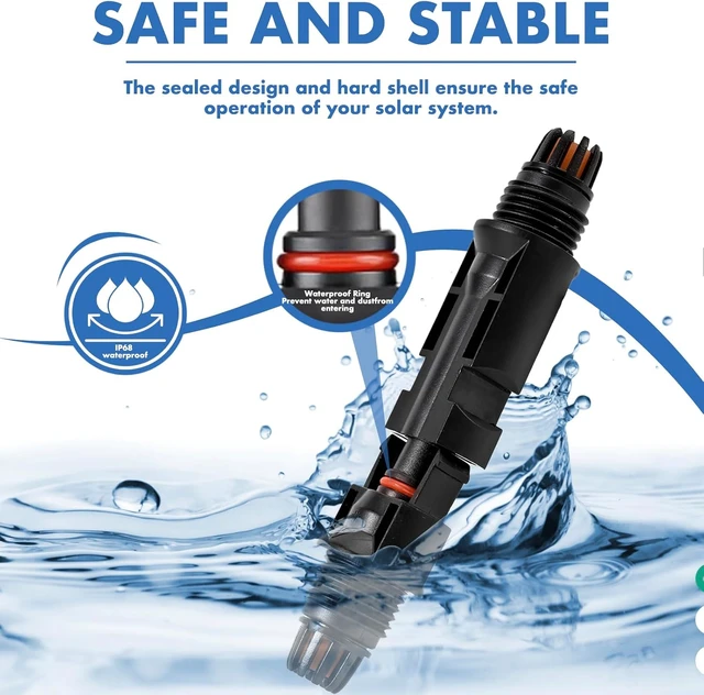 Alt view image 5 of 7 - 40 PCS MC4 Waterproof IP67 Solar Connectors, 1000V 30A (10AWG)