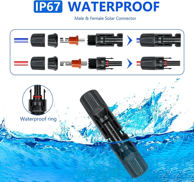 Alt view image 3 of 6 - 40 Pairs IP67 Waterproof Solar Panel Connectors, Includes 2 Spanners