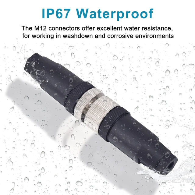 Alt view image 2 of 7 - M12 5-Pin Male & Female Panel Aviation Connector, 12mm IP67 Waterproof Industrial Circular, 4 Sets